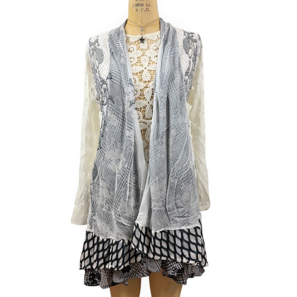 Kamana Kimono Open Cardigan M Layered Cottagecore Mesh Patchwork Boho Whimsigoth